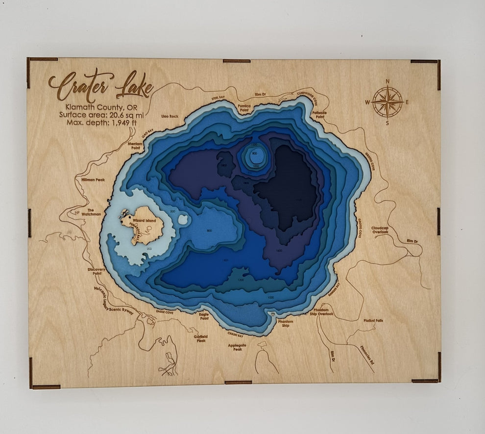 Codex Crafts Bathymetric Map - Crater Lake – Codex Crafts