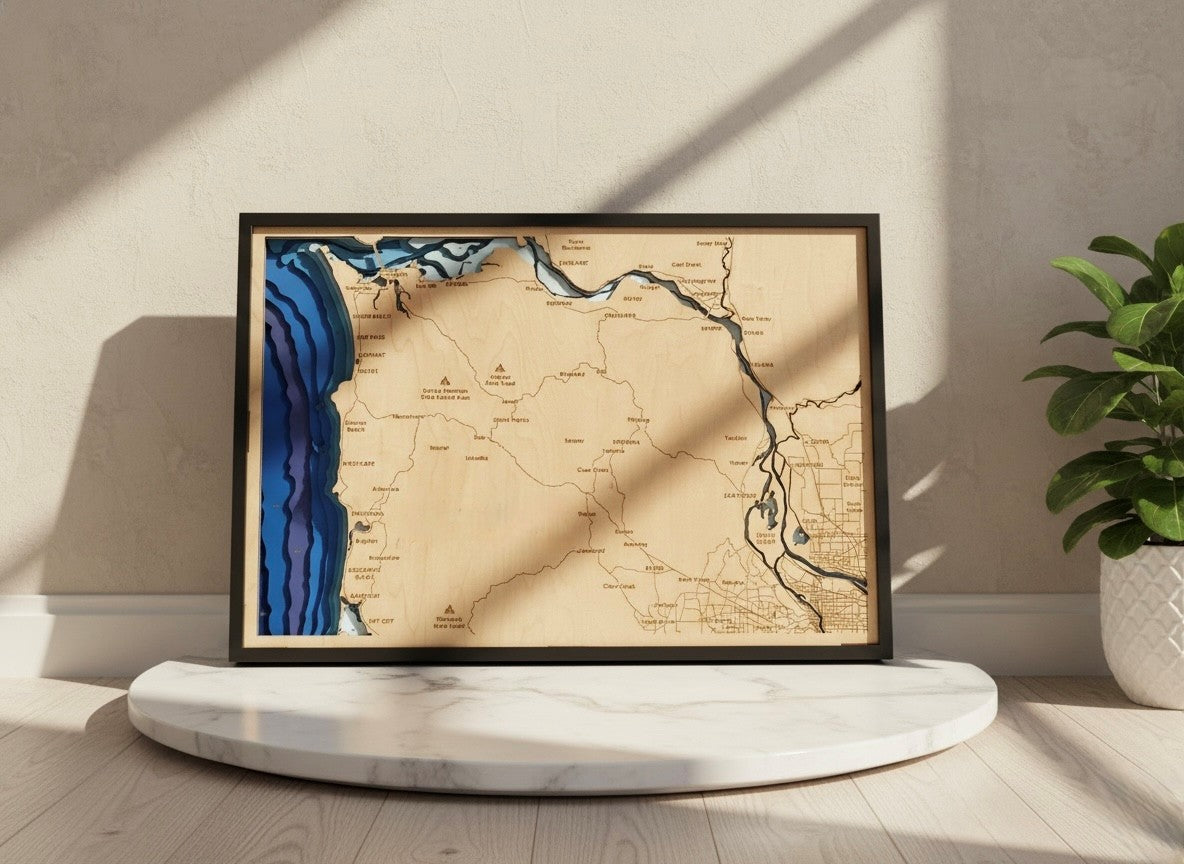 Bathymetric Map - Oregon Coast & Columbia River (Astoria to Portland)